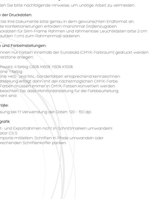 Datenblatt Druckdatenerstellung